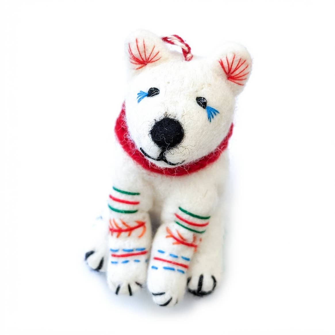 Felt Wool Polar Bear Holiday Eco Ornament - Nita