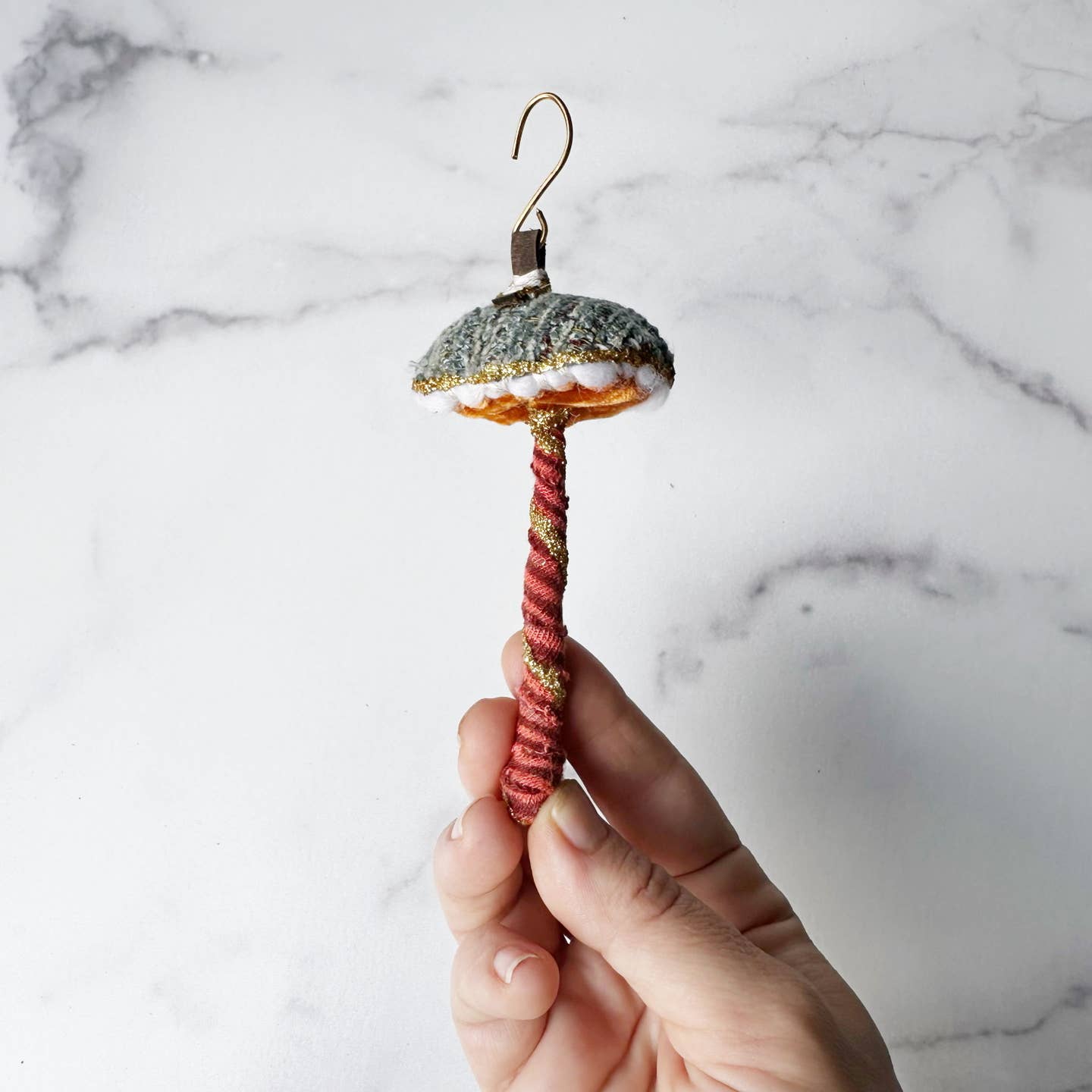 Glitter Mushroom Ornament - Blue and Red