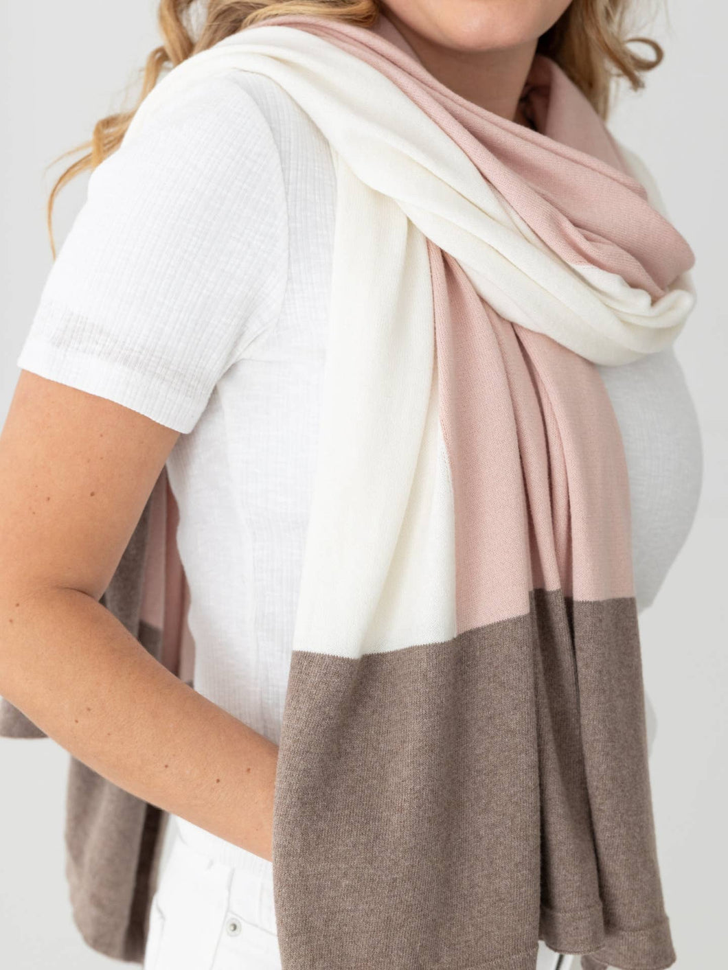 Dreamsoft Organic Cotton Travel Scarf - Desert Pink Colorblock