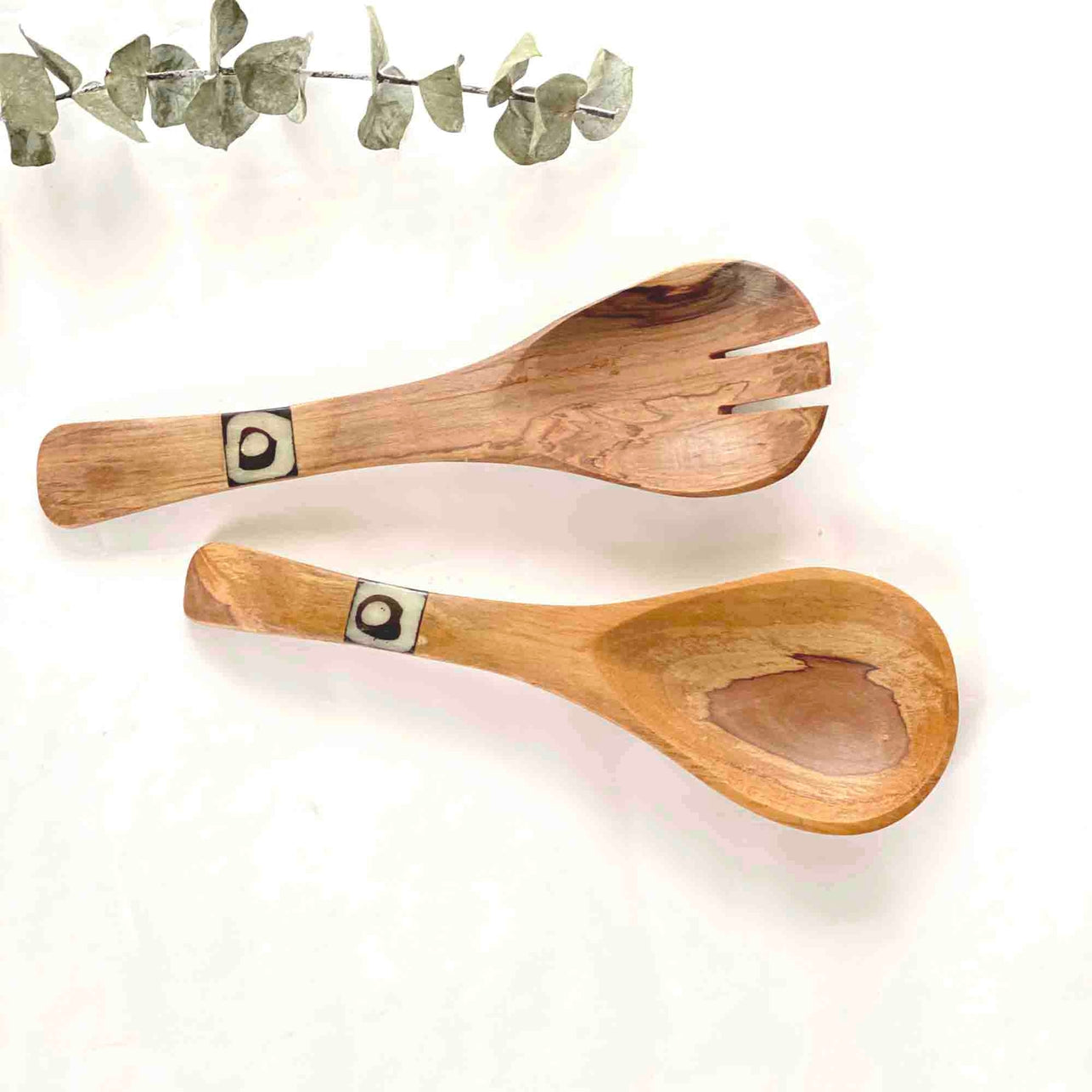 Olive Wood Serving Set - Small with Batik Inlay