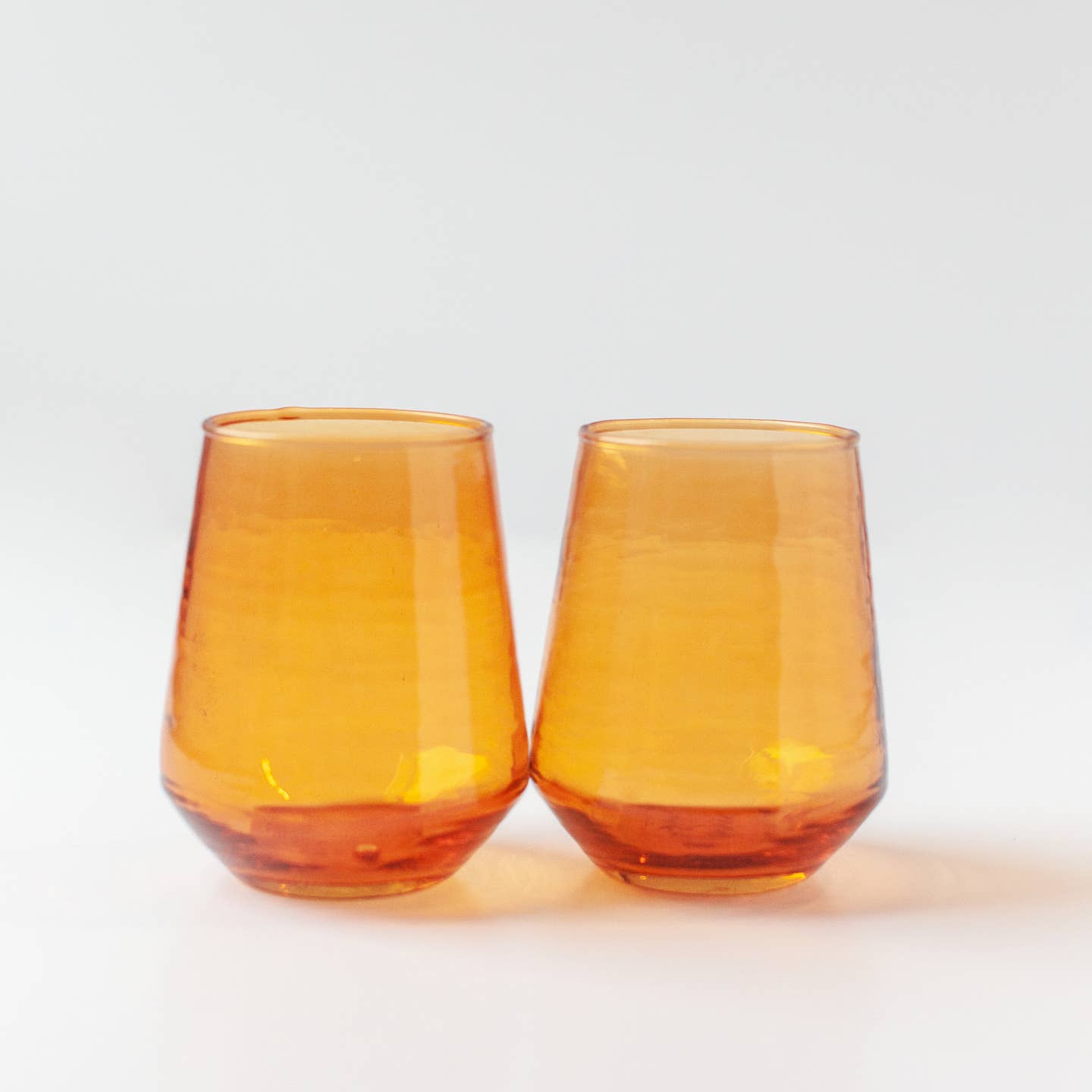 Handblown Hammered Glass Water Tumbler | Pair of 2