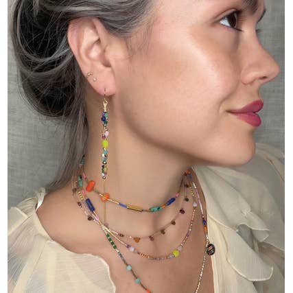 Handcrafted Natural Stone & Gold-Filled Long Dangle Earrings