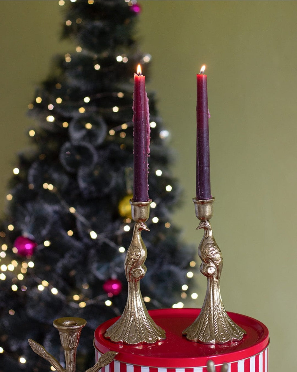 Peacock Metal Candle Holders - Set of 2