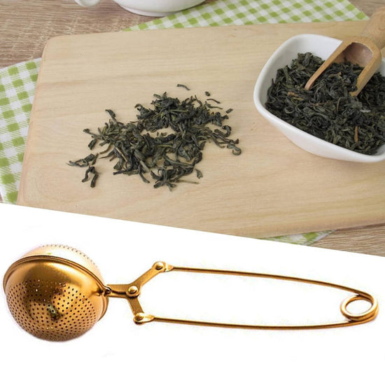 Gold Snap Ball Tea Infuser - Stainless Steel Handle Strainer