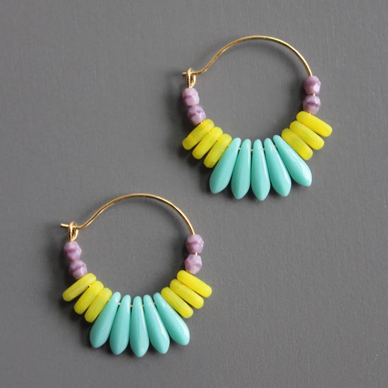 Turquoise, Lavender & Neon Glow Hoops