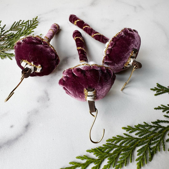 Glitter Mushroom Ornament - Purple Velvet