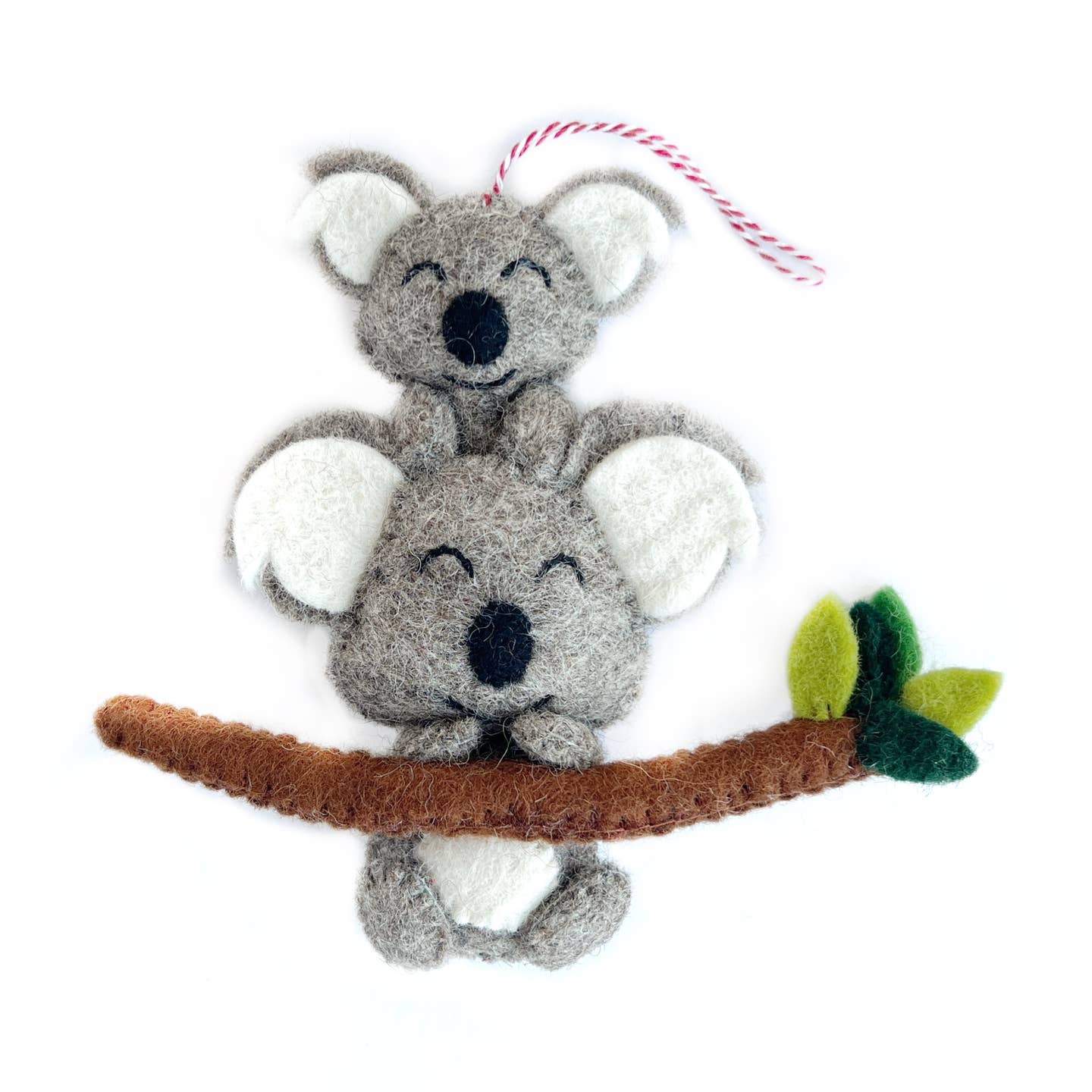 Koala Mom and Baby Felt Wool Christmas Ornament