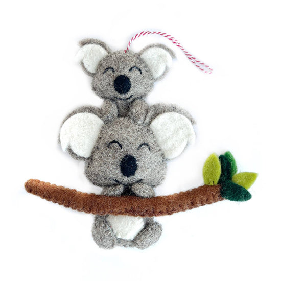 Koala Mom and Baby Felt Wool Christmas Ornament