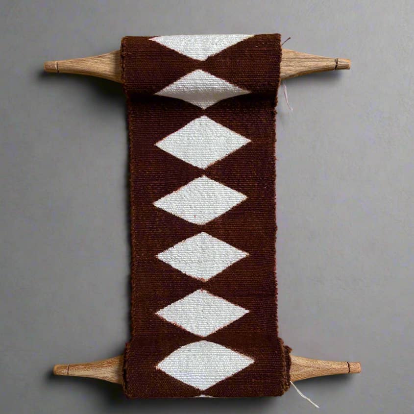 Balance Bogolan Wall Totem in Brown with White Diamonds