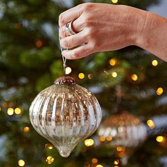 Large Antique Effect Glass Christmas Baubles