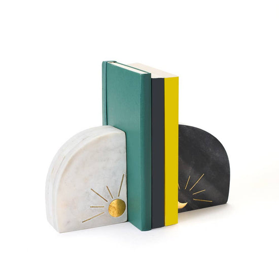 Indukala Sun and Moon Marble Bookends