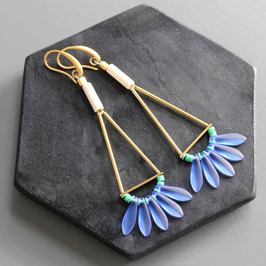 Cobalt and White Geometric Earrings