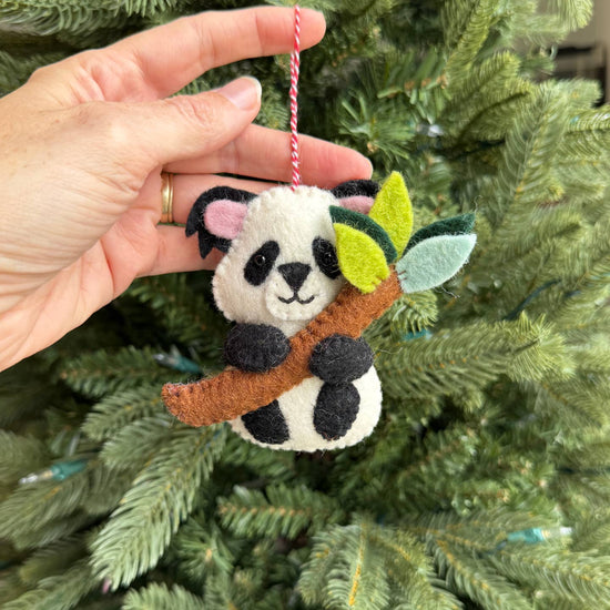 Panda with Bamboo Felt Wool Christmas Ornament