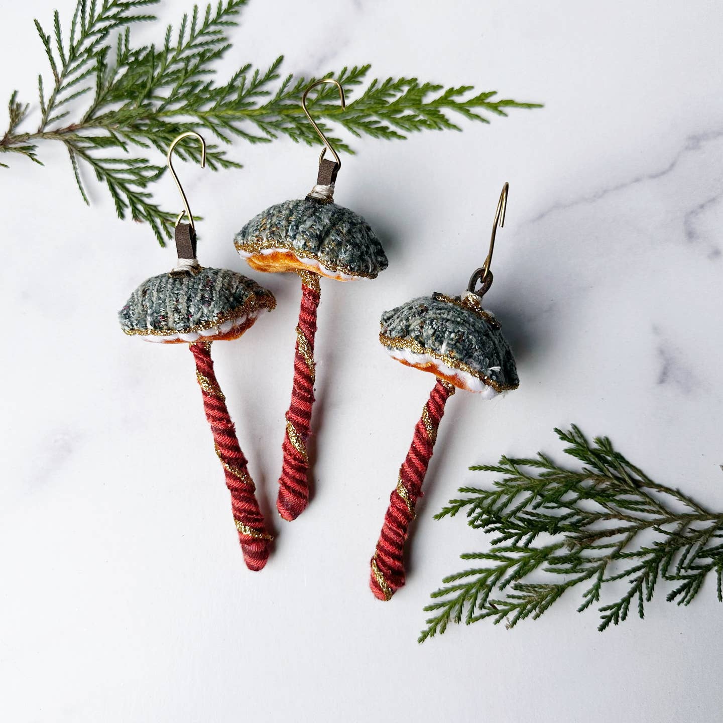 Glitter Mushroom Ornament - Blue and Red