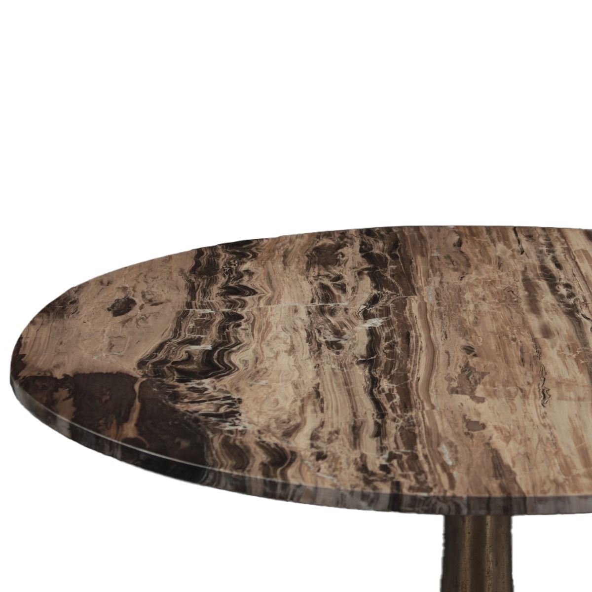 Bowery 36" Gathering Table with Cappuccino Marble and Antique Gold Hexagon Base