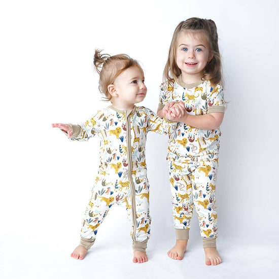 Jungle Friends Bamboo Pajama Convertible Footie Romper