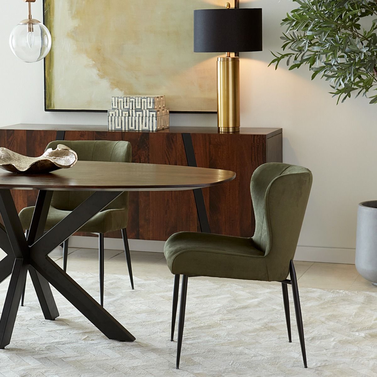 Jennifer 20" Dining Chair in Green Eco Suede