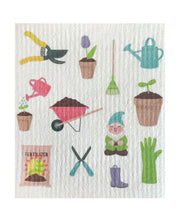 Load image into Gallery viewer, Garden with Gnome Swedish Dishcloth
