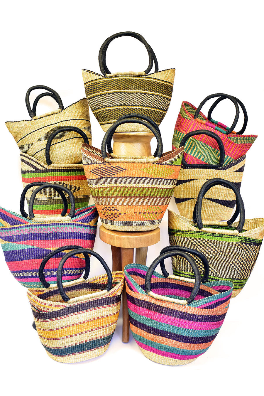 Ghanaian Wing Shopper Bags with Leather Handles