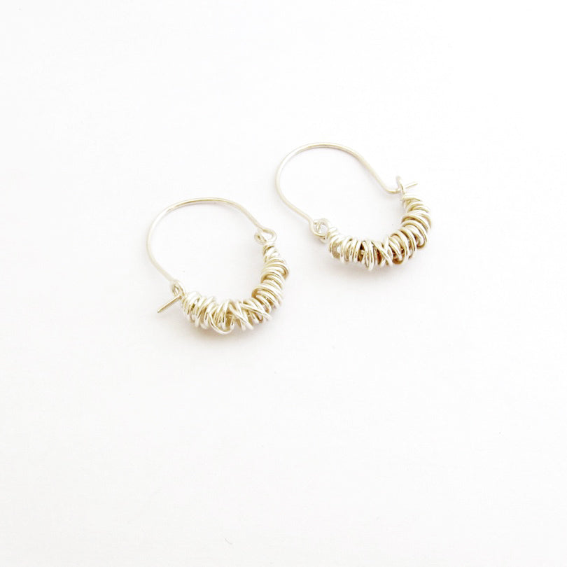 Wrapped Wire Silver Hook Earring