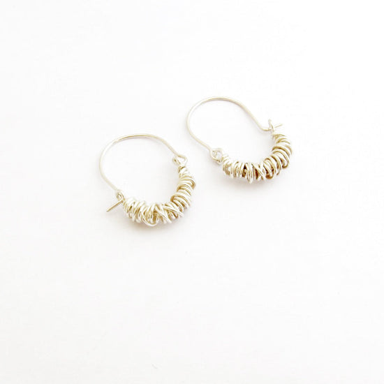 Wrapped Wire Silver Hook Earring