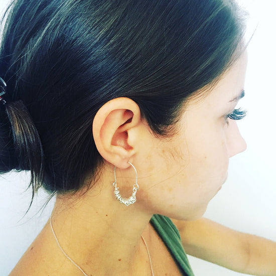 Wrapped Wire Silver Hook Earring