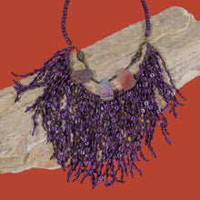 Load image into Gallery viewer, Purple Fringe Necklace with Detachable Fire Agate Bracelet
