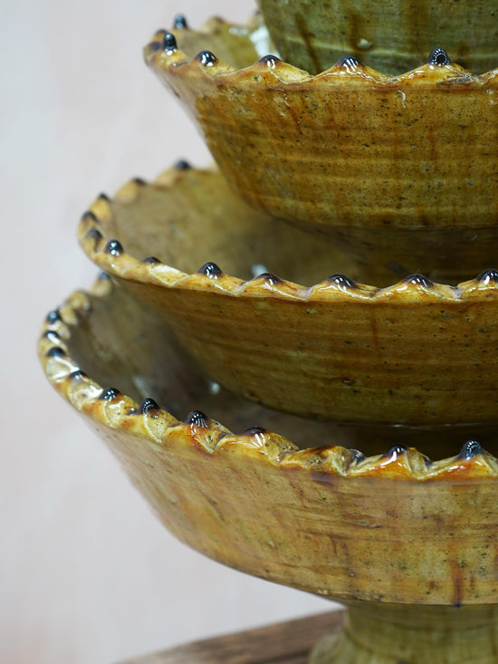 Moroccan Mustard Zig Zag Pedestal Bowl
