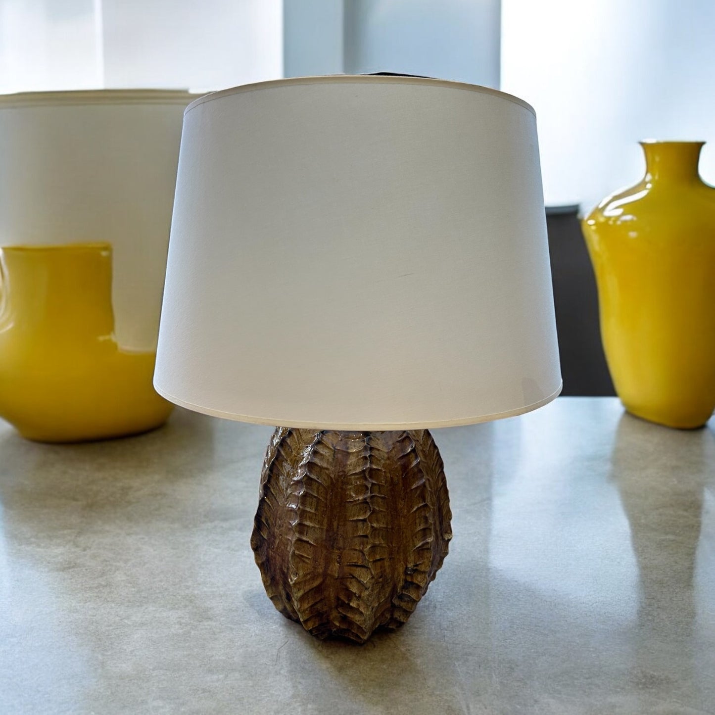 Amber Glazed Tamegroute Sea Urchin Lamp
