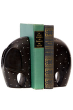 Load image into Gallery viewer, Black Polka Dot Soapstone Elephant Bookends
