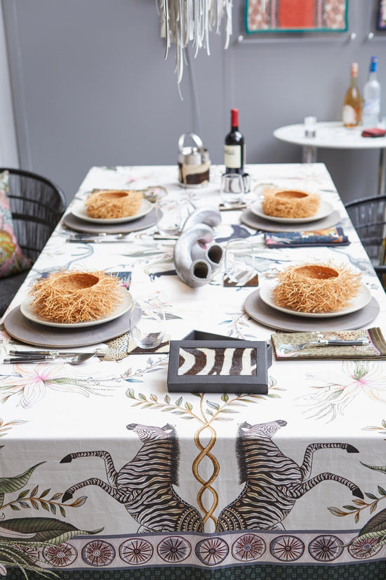 Leopard Lily Tablecloth - Cotton - Safari Stone - Large