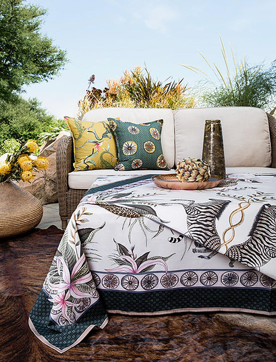 Leopard Lily Tablecloth - Cotton - Safari Stone - Large