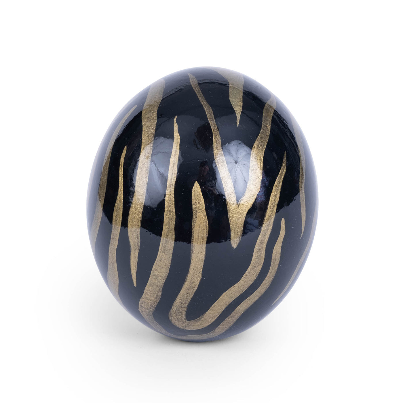 Painted Ostrich Egg - Zebra Stripes