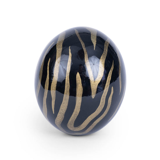 Painted Ostrich Egg - Zebra Stripes