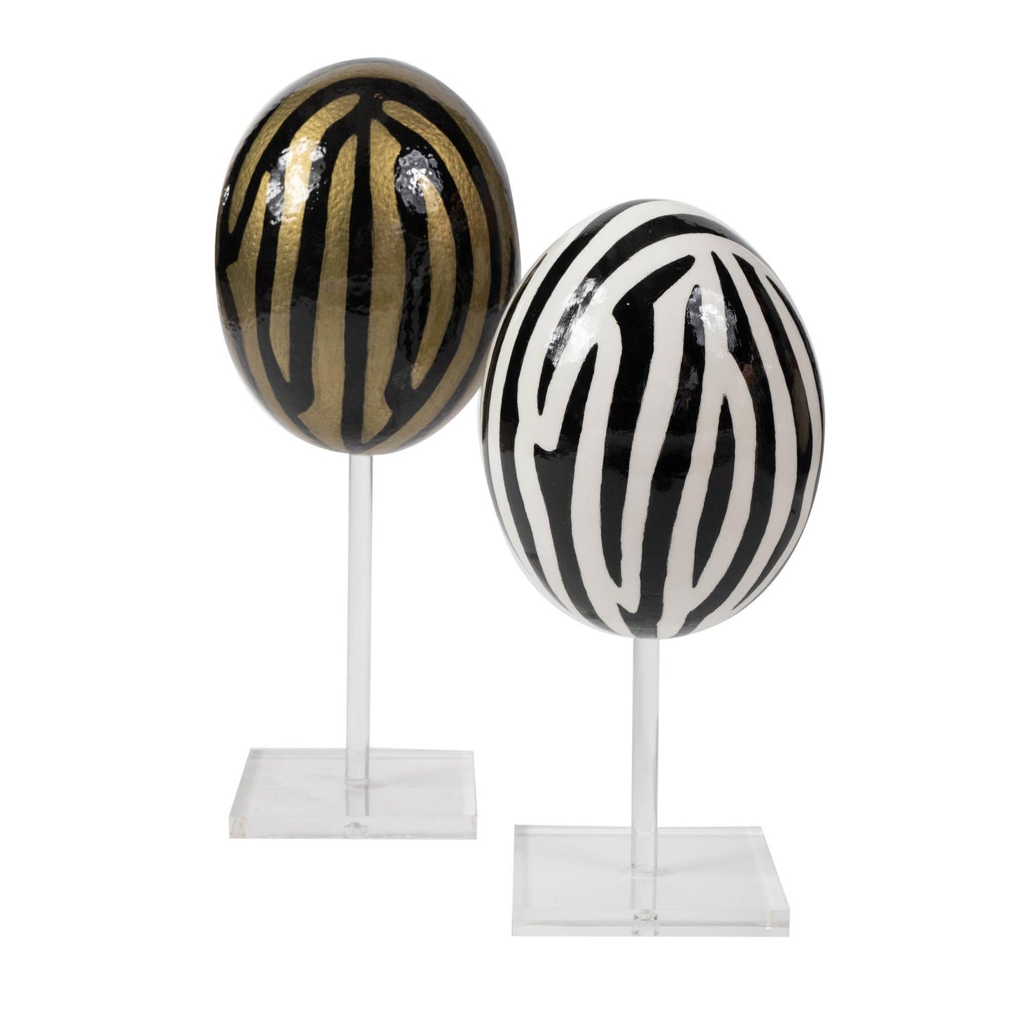 Painted Ostrich Egg - Zebra Stripes