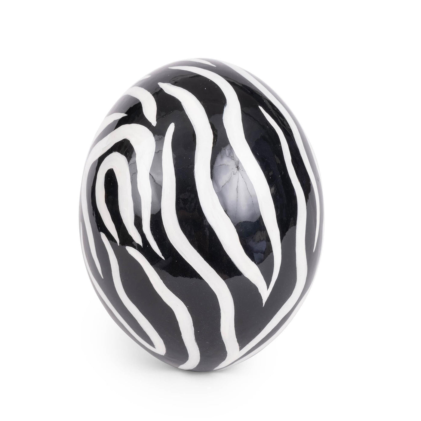 Painted Ostrich Egg - Zebra Stripes