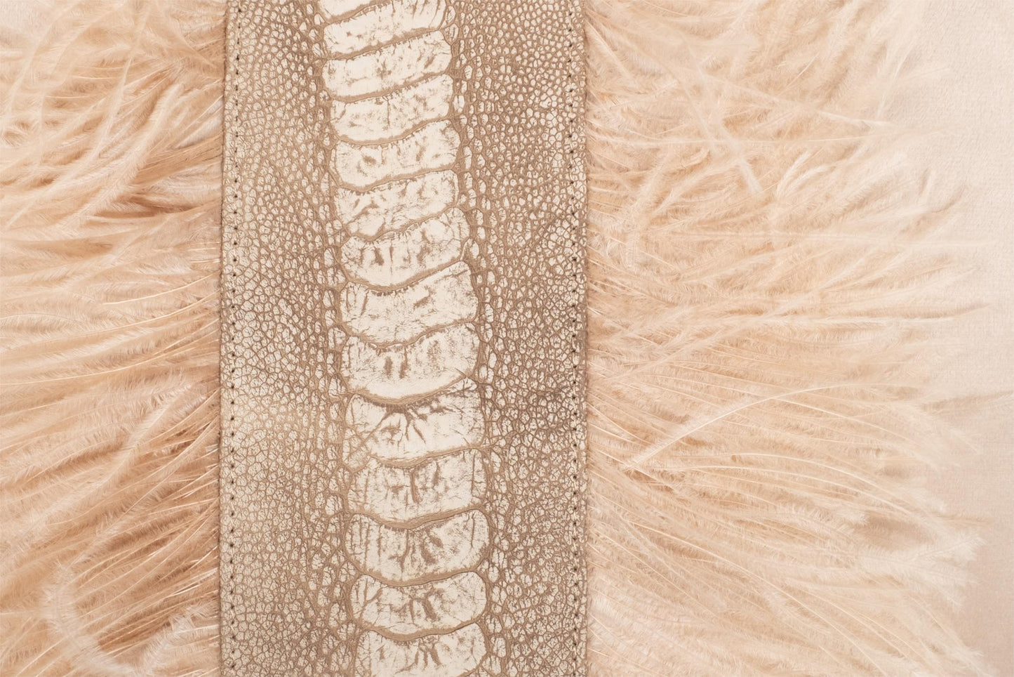 Ostrich Trim Pillow - Wheat / Velvet