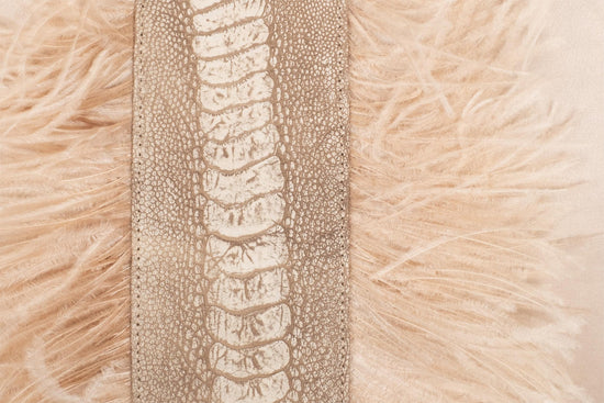 Ostrich Trim Pillow - Wheat / Velvet