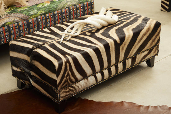 Rectangle Zebra Hide Ottoman