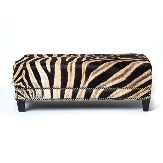 Rectangle Zebra Hide Ottoman