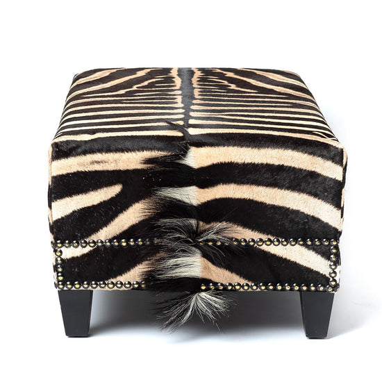 Rectangle Zebra Hide Ottoman
