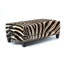 Load image into Gallery viewer, Rectangle Zebra Hide Ottoman
