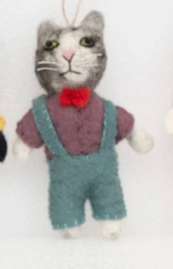 Dapper Cat Felt Ornaments