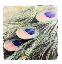 Load image into Gallery viewer, Peacock Feathers - Tumbled Marble Coaster
