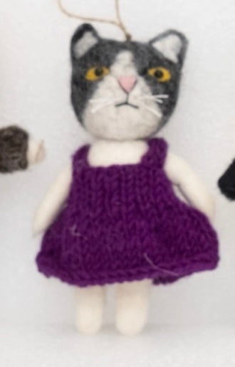 Dapper Cat Felt Ornaments