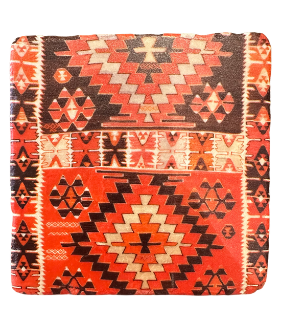 Red Kilim - Tumbled Marble Coaster