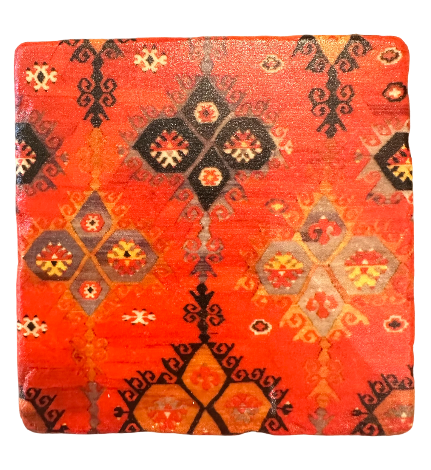 Red Kilim - Tumbled Marble Coaster