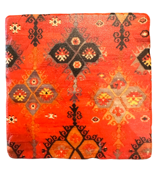 Red Kilim - Tumbled Marble Coaster