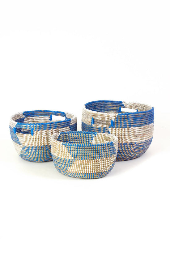 Blue Herringbone Sewing Baskets