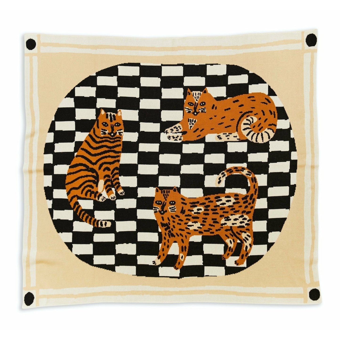 Three of Cats Knit Blanket